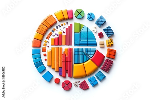 portfolio diversification diagram with sectors isolated on white background photo