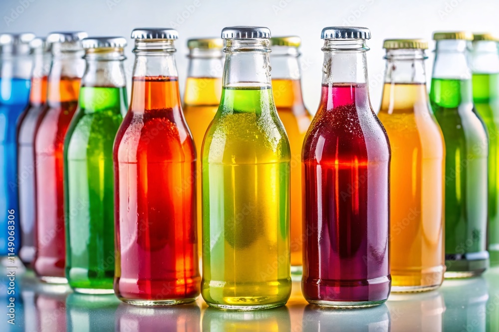 Glass Bottles of Collagen Drink, Isolated on White Background - Healthy Beverage Stock Photo Glass Bottles of Collagen Drink, Isolated on White Background - Healthy Beverage Stock Photo