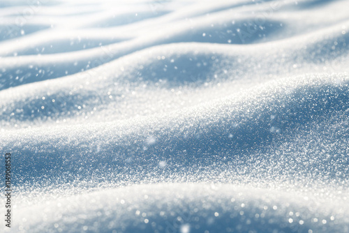 Close-up of sparkling white snowdrifts glistening under soft sunlight creating a serene and tranquil winter scene  
