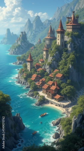 Battlemap Village On The Timeless Tides - Wher. Sublime Coastal Village Scenery photo