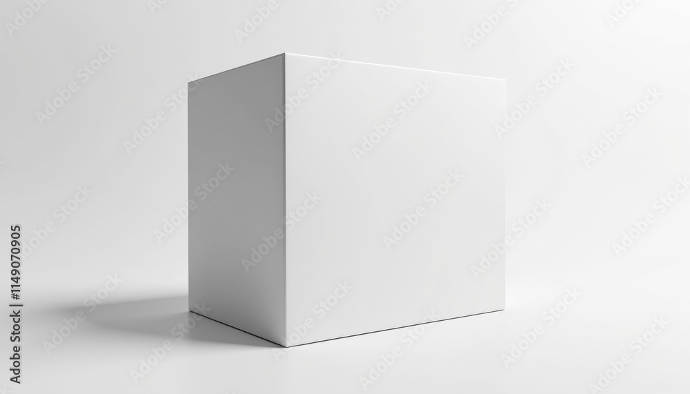 Box template mockup in a clean minimalistic design with soft shadows on a white background Box template mockup in a clean minimalistic design with soft shadows on a white background