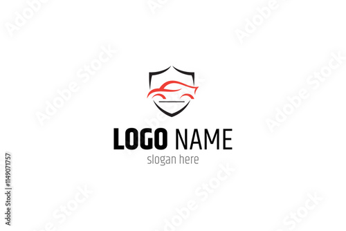 Car logo with shield combination in flat vector design