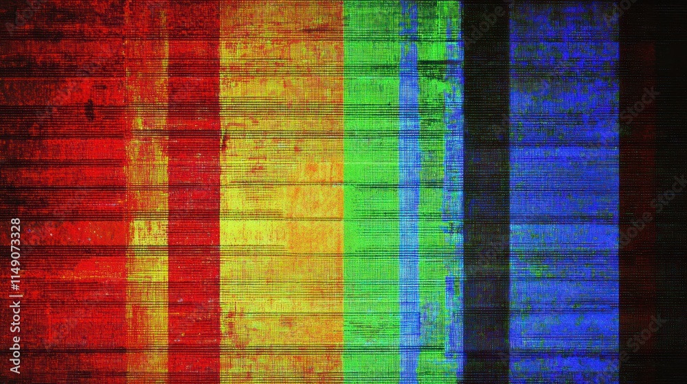 Colorful vertical stripes resembling a glitch effect. Colorful vertical stripes resembling a glitch effect.