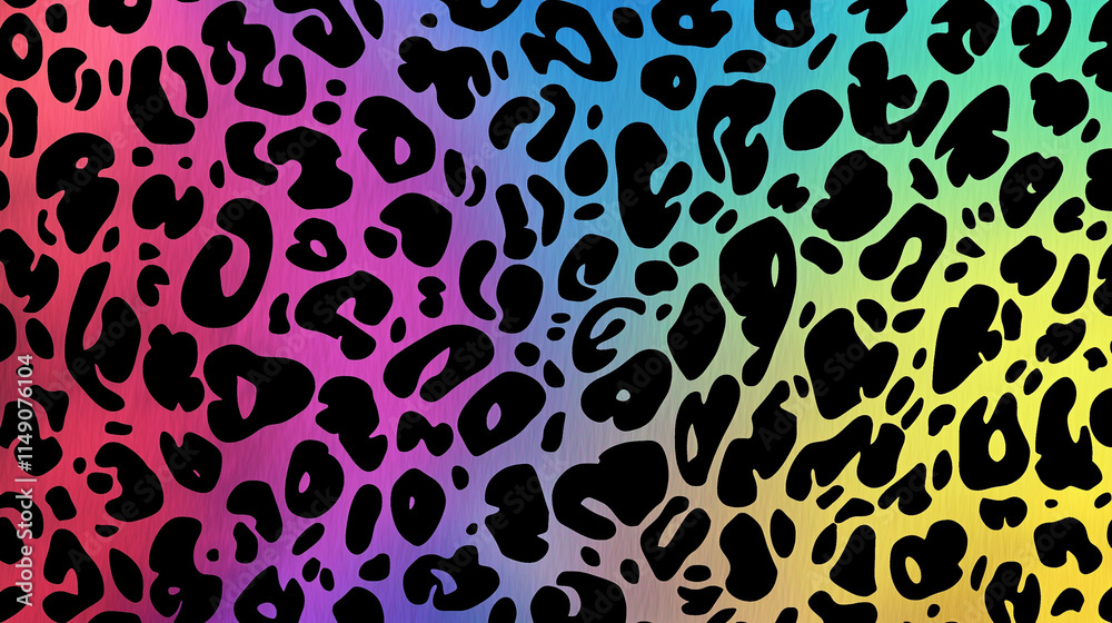 close up colorful Leopard Pattern, Cheetah Prints Pattern isolated on black background