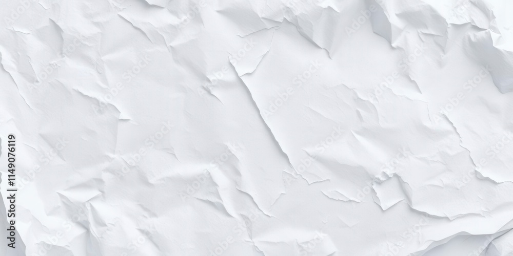 Naklejka premium Wrinkled white paper poster with visible creases, background, paper, texture