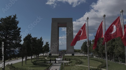 Atatürk statue and ceremony area located in the Çanakkale Martyrs' Monument area. world war and canakkale war and ataturk