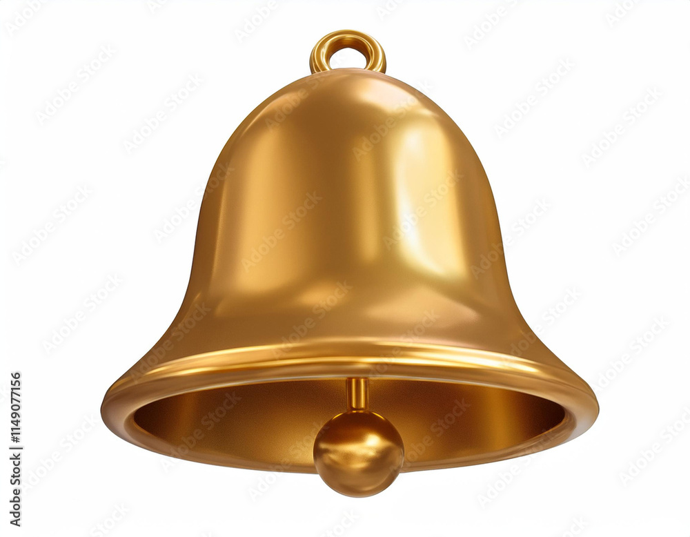 Golden alarming bell icon for message, reminder, and social media. 3D rendering isolated with clipping path. Golden alarming bell icon for message, reminder, and social media. 3D rendering isolated with clipping path.