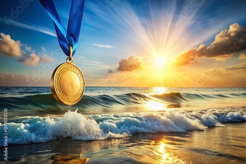 Gold Medal Winner Celebrates Against Stunning Ocean View
