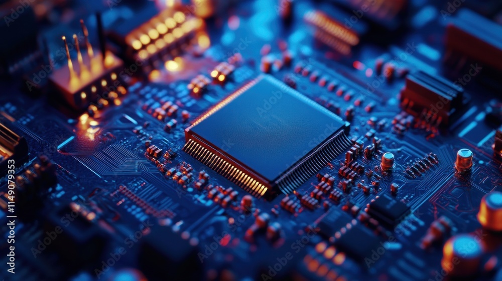 Close-up of a Circuit Board with a Processor Close-up of a Circuit Board with a Processor