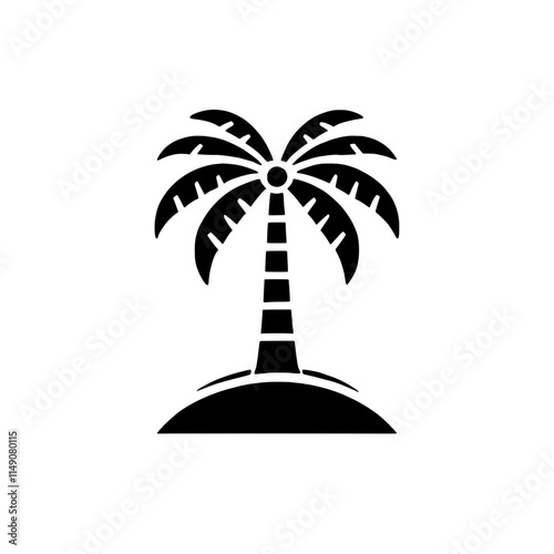 Tropical Paradise Icon: Palm Tree on Island 