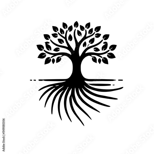 Tree of Life: Roots and Crown vector illustration 