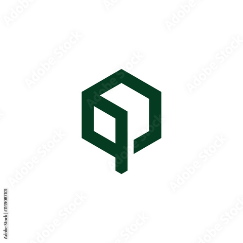 letter q simple geometric cube lines logo vector