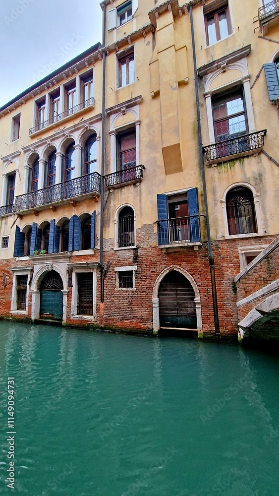 typical canals streets venice italy green water red brick houses magical corners wall typical canals streets venice italy green water red brick houses magical corners wall