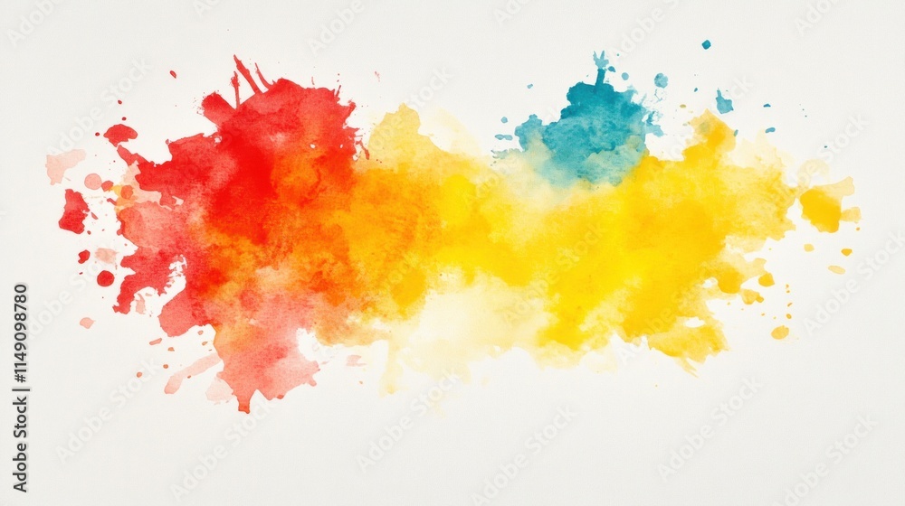 Fototapeta premium Vibrant watercolor splash blot on white background.