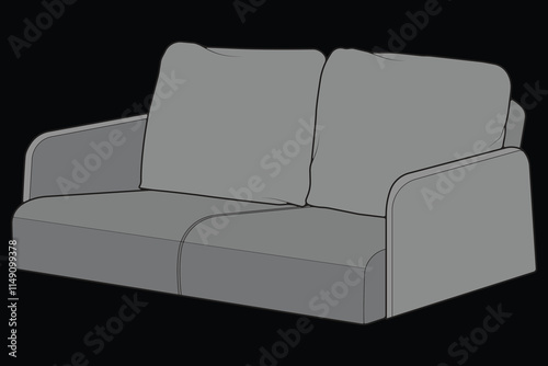 Sofa or couch color block illustration. color block furniture for living room. Vector illustration isolated.