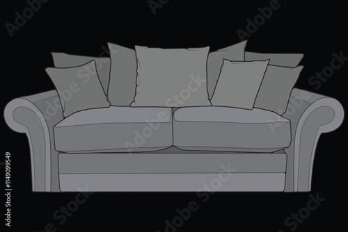 Sofa or couch color block illustration. color block furniture for living room. Vector illustration isolated.