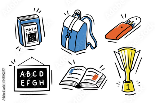 Education or back to school hand drawn doodle vector illustration set