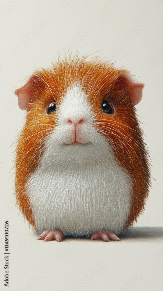 A cute, fluffy guinea pig with orange and white fur, looking directly at the viewer. A cute, fluffy guinea pig with orange and white fur, looking directly at the viewer.
