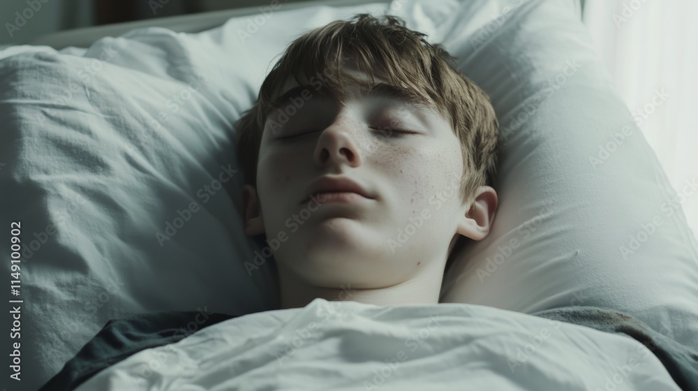 Teenager lying in a hospital bed, appearing weary and contemplative, reflecting on resilience and hope amidst challenging times. Teenager lying in a hospital bed, appearing weary and contemplative, reflecting on resilience and hope amidst challenging times.
