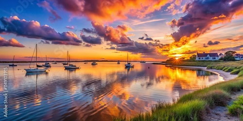 Wallpaper Mural Hyannis Port Sunset: Cape Cod Golden Hour Photography, Scenic Seascape, Coastal Beauty Torontodigital.ca