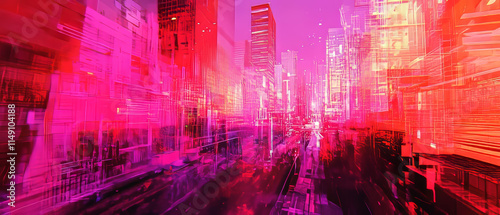 Cyberpunk Cityscape Quantum Random Number Generator photo