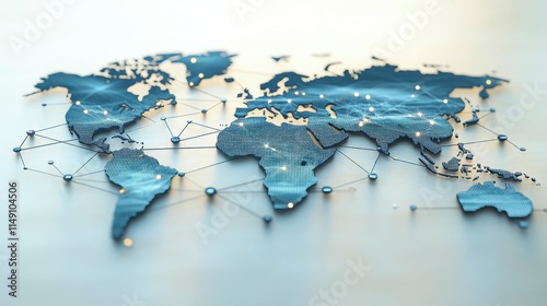 A world map overlaid with digital connections, illustrating the expansion of businesses and their global partnerships, symbolizing success in international commerce.