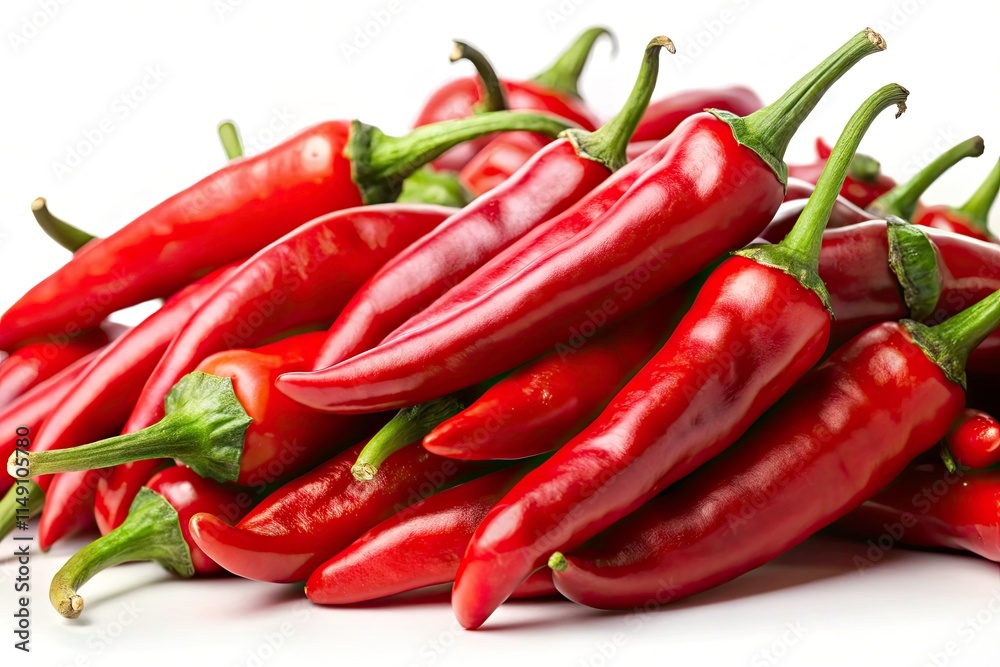 Red Chili Peppers, High-Resolution Image, White Background, Spicy Food Photography, Food Stock Photo Red Chili Peppers, High-Resolution Image, White Background, Spicy Food Photography, Food Stock Photo