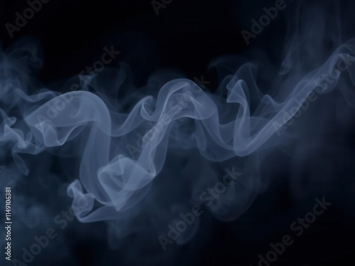 Abstract smoke swirling on a black background, dreamy, elegant, mysterious