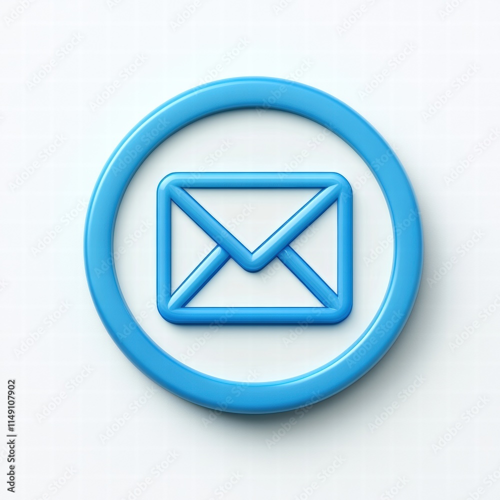 Blue Email Icon with Circular Border on a White Background Blue Email Icon with Circular Border on a White Background