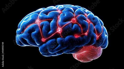 A high-tech representation of a brain with AI-powered neural networks, illustrating the potential of artificial intelligence to replicate and enhance the functions of the human brain.