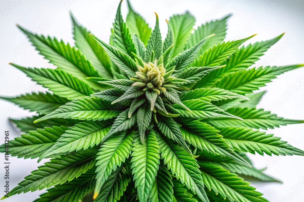 Isolated Cannabis Plant, Lush Green Buds, White Background Stock Photo Isolated Cannabis Plant, Lush Green Buds, White Background Stock Photo