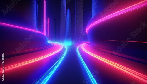 Motion blur of train moving inside tunnel
