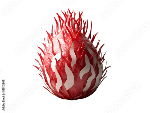 Rambutan with Flame Pattern Isolated On A White Background, PNG Transparent