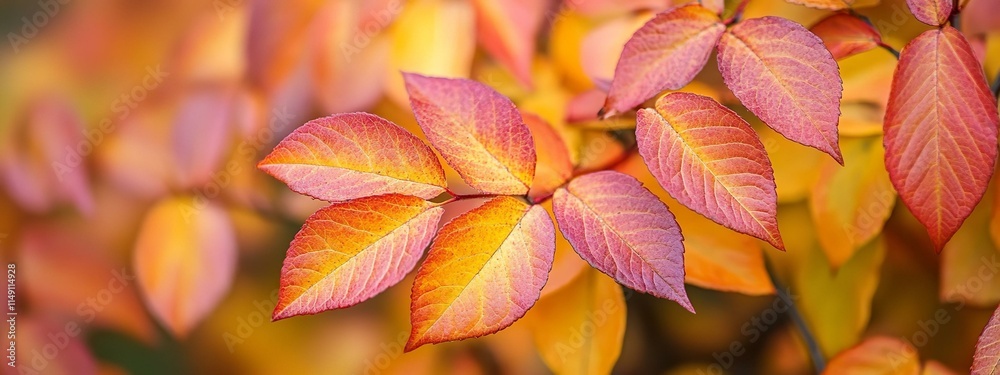 Beautiful yellow red and orange leaves in an autumn park on a br Beautiful yellow red and orange leaves in an autumn park on a br