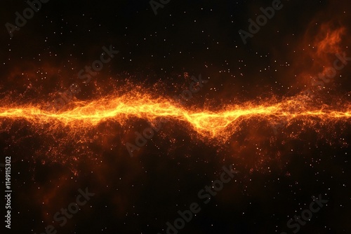 The effect graphic horizontal wallpaper banner of strongly hot fire flame on black background. photo