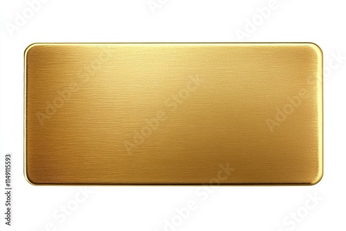 Golden rectangular plaque isolated on white background