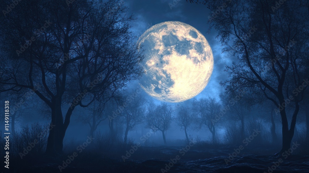 Mystical Moonlight Night in the Enchanting Forest Mystical Moonlight Night in the Enchanting Forest