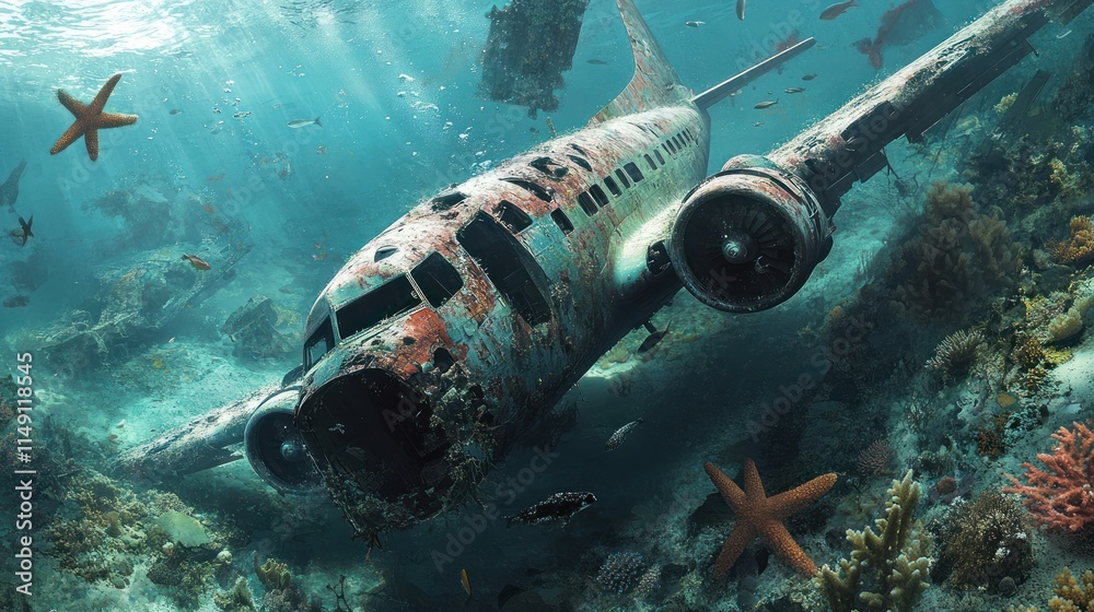 Sunken Airplane Wreckage: An Underwater Paradise Sunken Airplane Wreckage: An Underwater Paradise