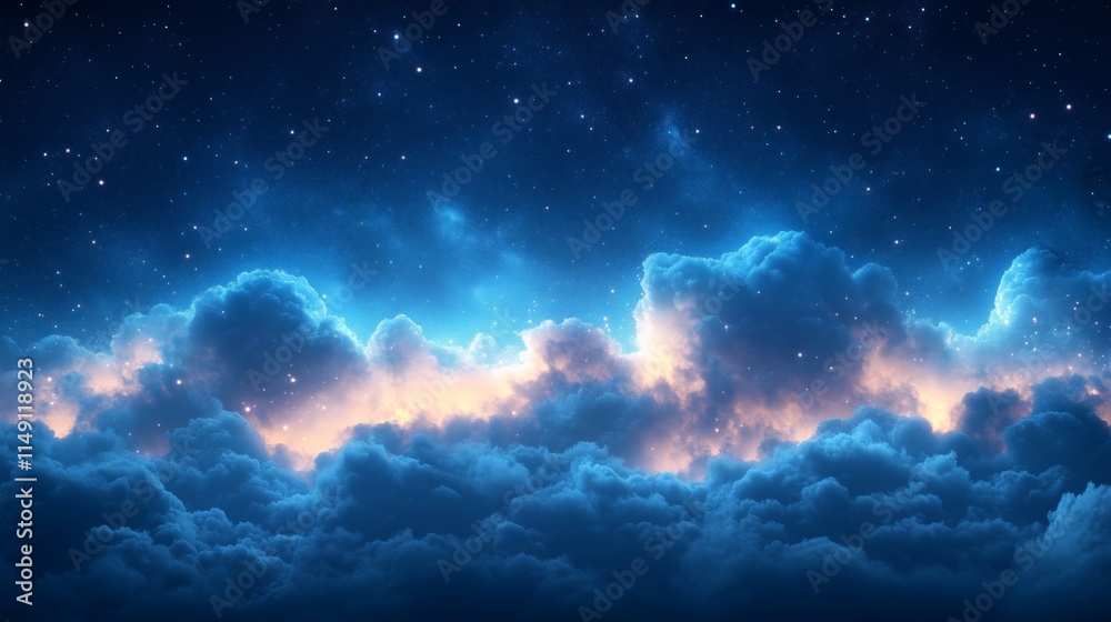 Breathtaking Night Sky Filled with Clouds and Stars