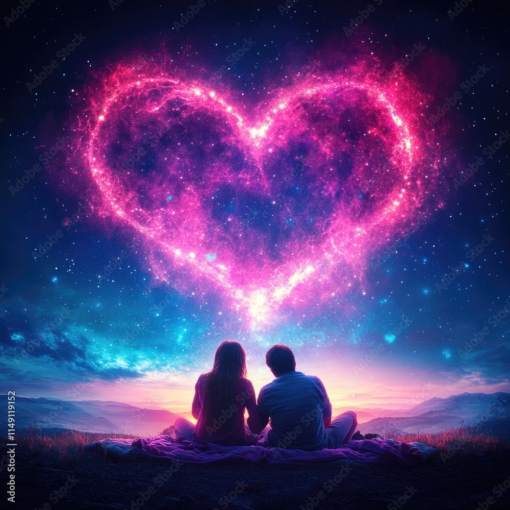 Romantic Couple Stargazing on Valentine’s Night Romantic Couple Stargazing on Valentine’s Night