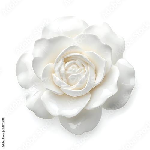 bright white gardenia flower with soft petals isolated on white background photo