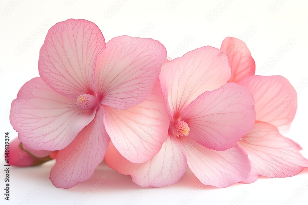 pink begonia flowers with textured petals isolated on white background pink begonia flowers with textured petals isolated on white background