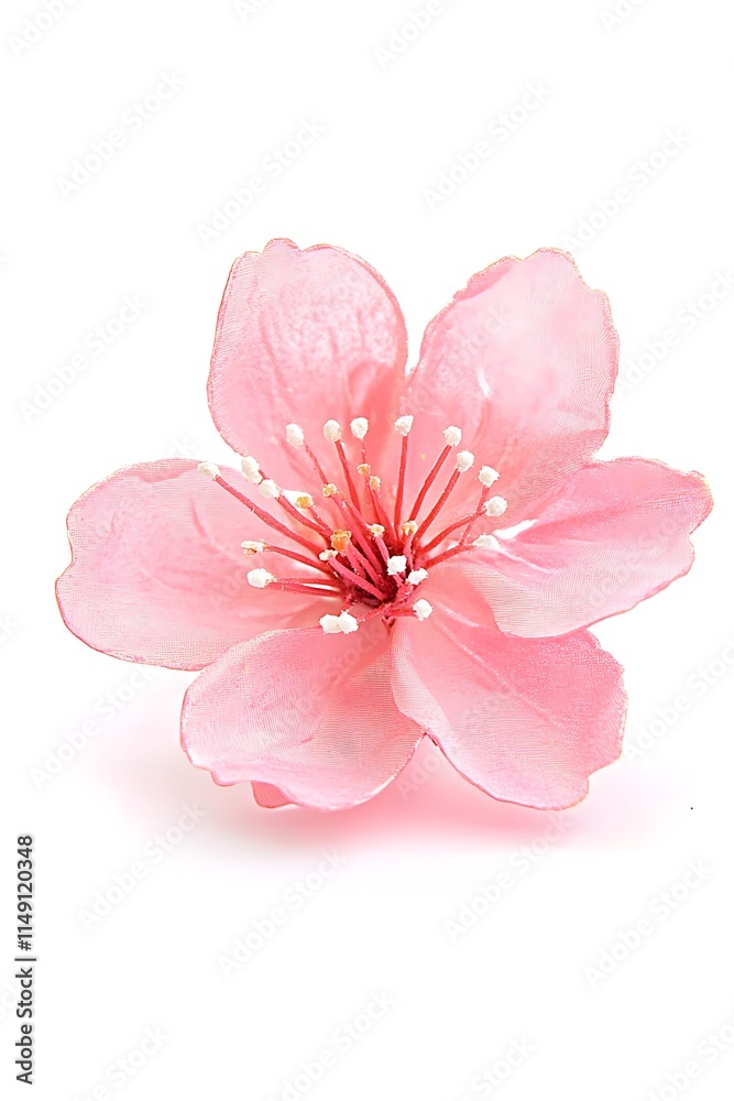 bright pink cherry blossom flower isolated on white background bright pink cherry blossom flower isolated on white background