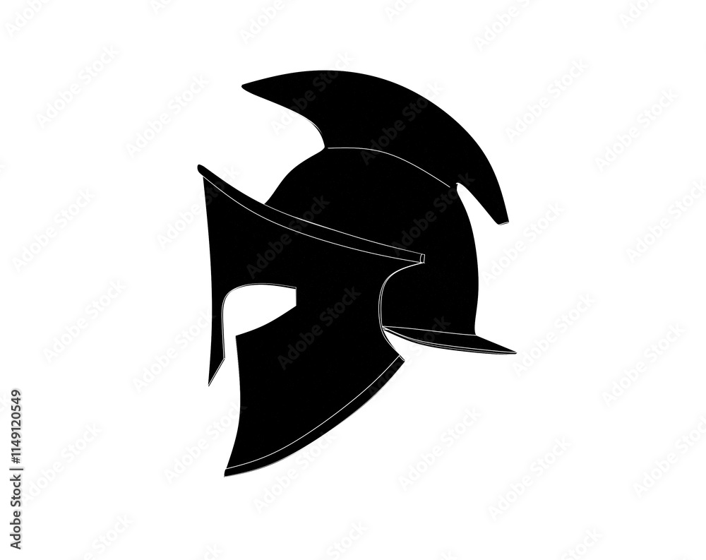 3d illustration of Spartan helmet isolated on white background