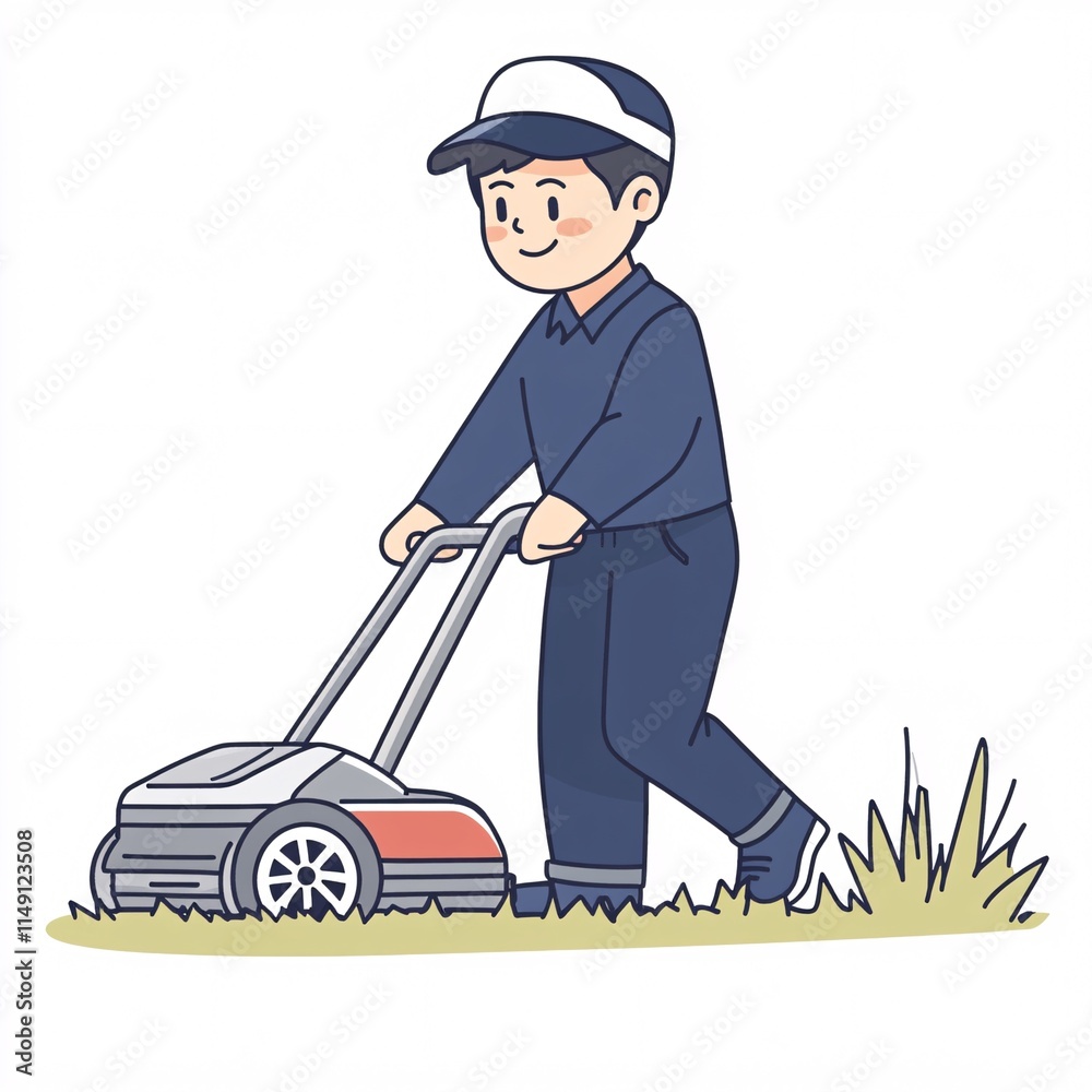 man mowing lawn