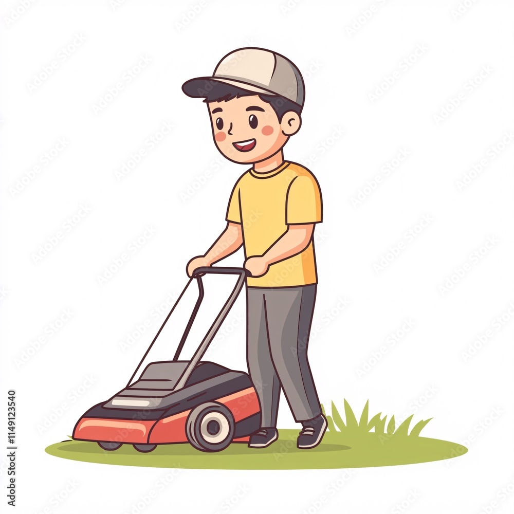 gardener mowing lawn