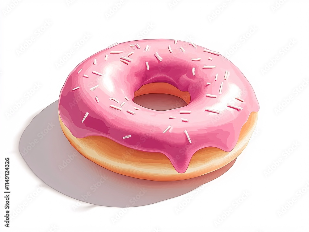 pink donut isolated on white pink donut isolated on white
