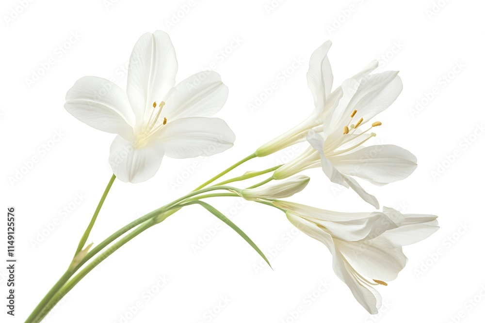 Naklejka premium white freesia with long slender petals isolated on white background