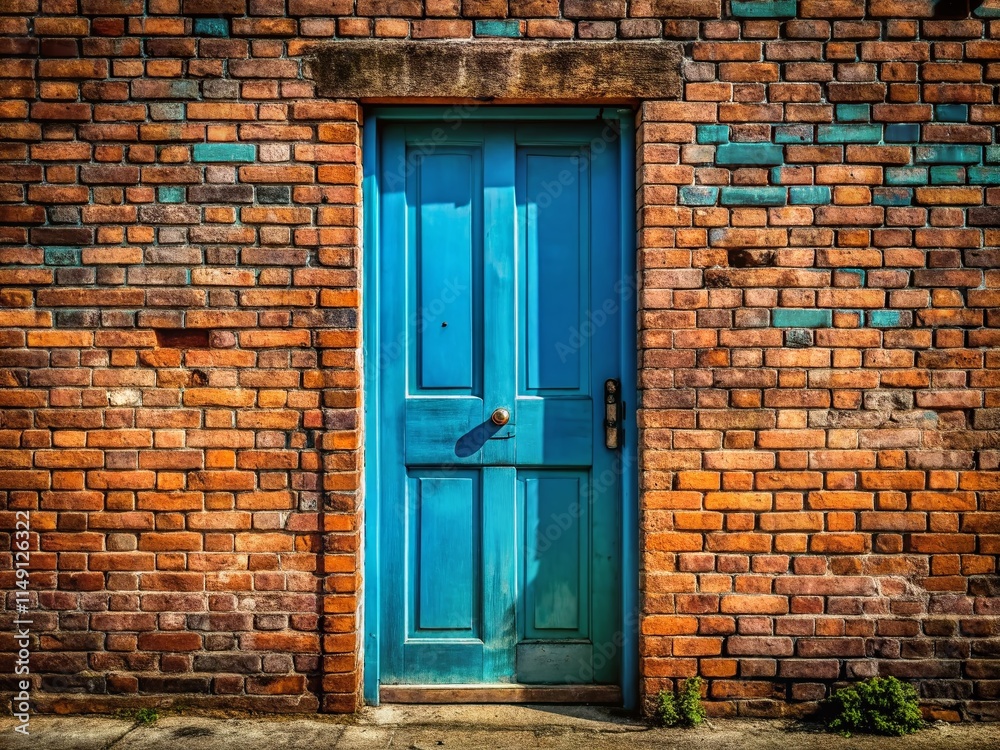 Light Blue Door Brick Wall Urban Exploration Photography AI Generated Image Light Blue Door Brick Wall Urban Exploration Photography AI Generated Image