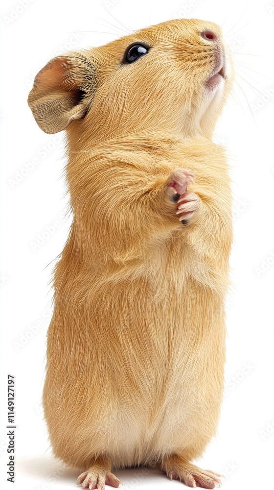 Fototapeta premium A cute, standing guinea pig with a curious expression.